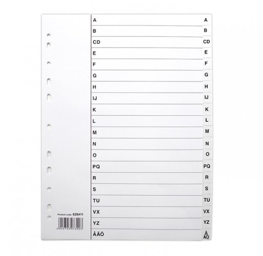 Aakkosvälilehti A4 muovi A-Ö, hinta 1,83€