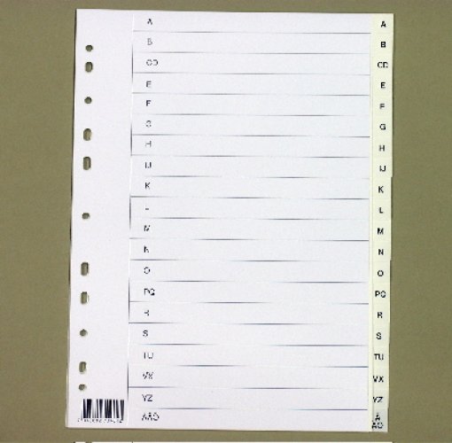 Aakkosvälilehti Esselte A4 A-Ö muovi, hinta 2,32€