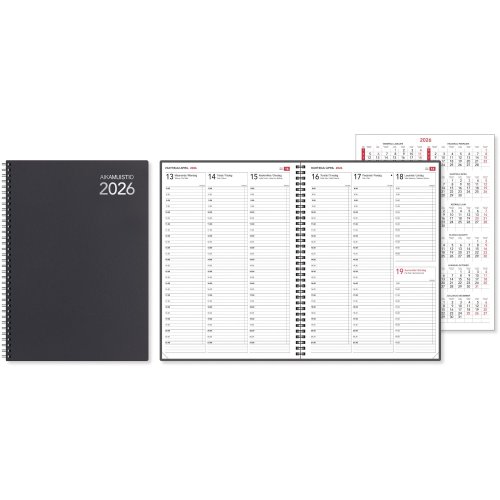 Aikamuistio 2026 Cc 2716 wiresidottu pöytäkalenteri 210 × 297mm, hinta 7,59€