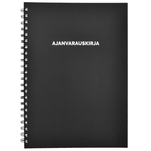Ajanvarauskirja A4 24KK kierre musta, hinta 24€