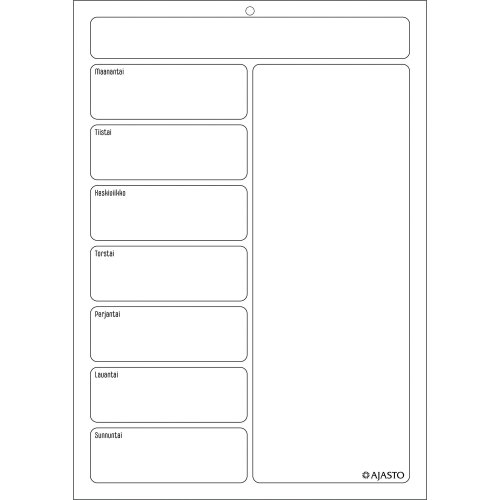 Ajasto jääkaappikalenteri 2026 210 x 297 mm, hinta 14,45€