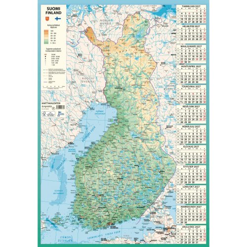 Seinäkalenteri 2027 Ajasto karttakalenteri 590 x 850mm, hinta 5,57€