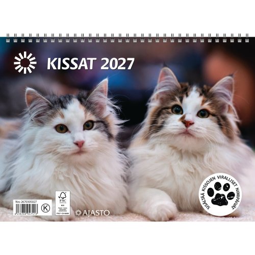 Seinäkalenteri 2027 Ajasto kissat 290 x 420mm, hinta 18,10€