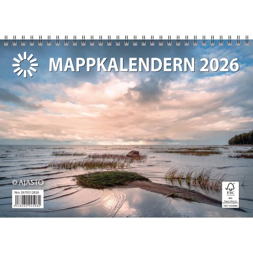 Ajasto mappkalendern 2026 ruotsinkielinen 250 x 352mm, hinta 7,11€