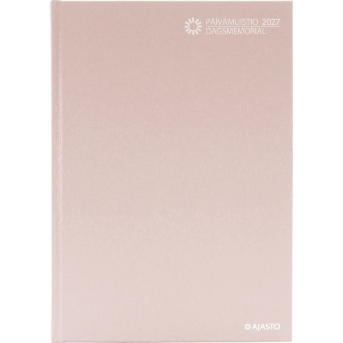 Pöytäkalenteri 2027 Ajasto päivämuistio sidottu vaalea roosa 210 x 297mm, hinta 13,15€