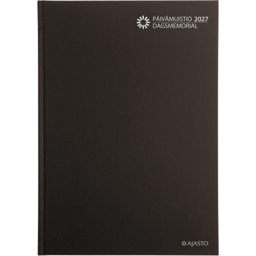 Pöytäkalenteri 2027 Ajasto päivämuistio sidottu musta 210 x 297mm, hinta 13,15€