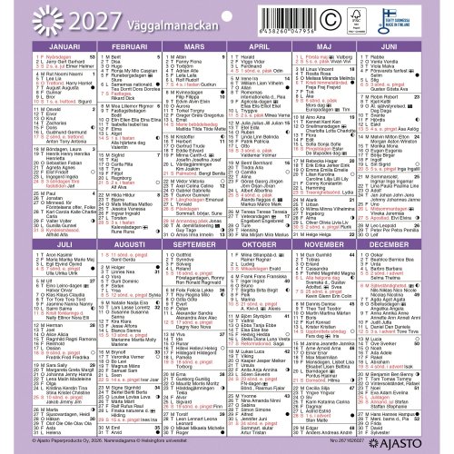 Seinäalmanakka 2027 Ajasto julistekalenteri 197 x 210mm, hinta 0,51€