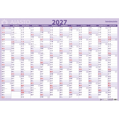Seinäkalenteri 2027 Ajasto seinämuistio 850 x 590mm, hinta 5,57€