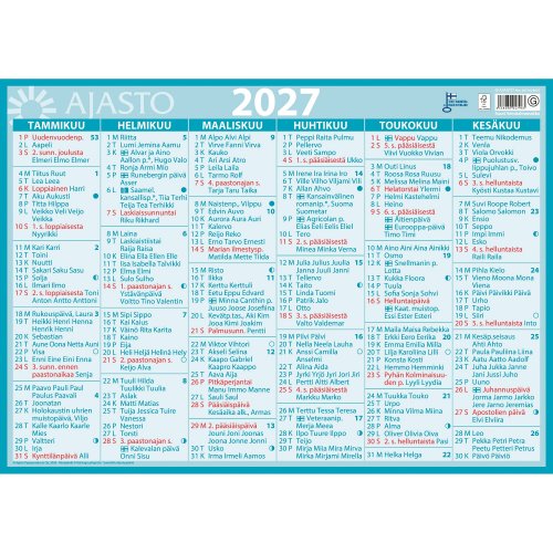 Seinäalmanakka 2027 Ajasto suuri seinäkalenteri 490 x 350mm, hinta 7,35€