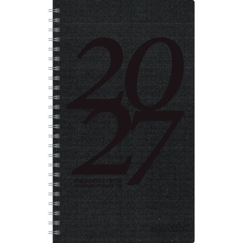 Viikkopäivyri 2027 Ajasto 14 eko pöytäkalenteri musta 120 x 210mm, hinta 10,43€