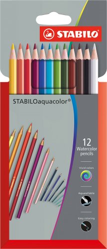 Akvarellikynä STABILO aquacolor värilajitelma /12, hinta 27,27€