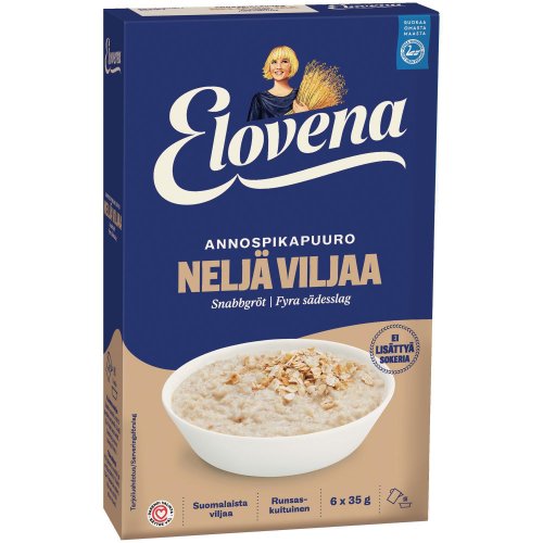 Elovena annospikapuuro hetki neljä viljaa 210g, hinta 4,44€