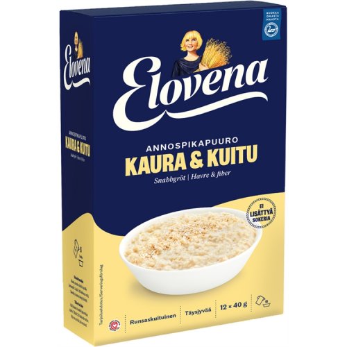 Annospikapuuro Elovena kaura-kuitu 12 x 40 g, hinta 6,92€