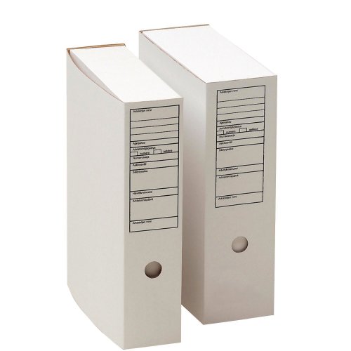 Arkistolaatikko a4 90mm etikettipainatus valkoinen, hinta 3,24€