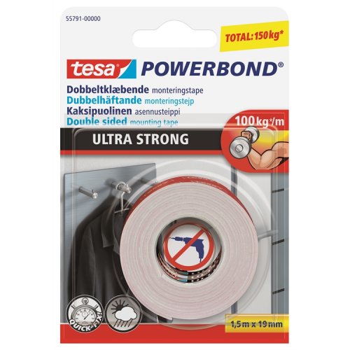 Asennusteippi tesa Powerbond Ultra Strong 2-puol 19mmx1,5m, hinta 9,70€
