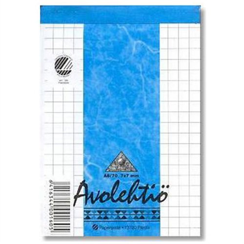 Avolehtiö Paperipiste A6/70 ruudutettu ja perforoitu, hinta 0,55€
