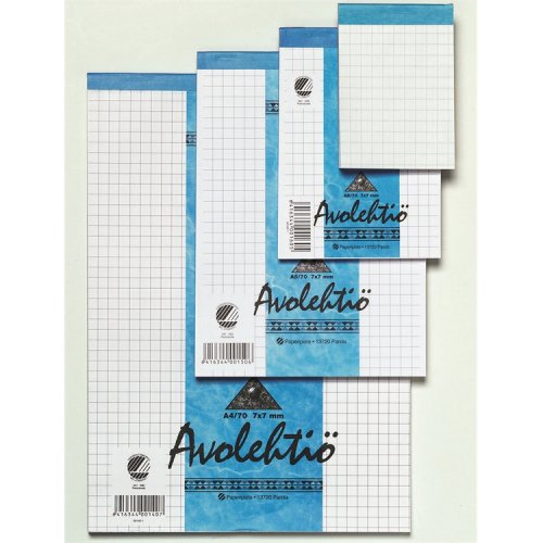 Avolehtiö Paperipiste A7/70 ruudutettu ja perforoitu, hinta 0,45€
