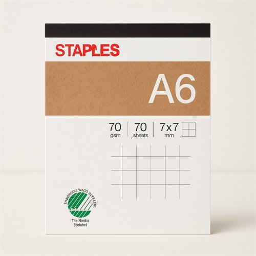 Avolehtiö Staples A6/70 ruudut 7x7 mm, hinta 0,35€