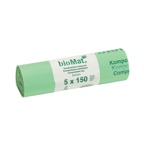Biojätesäkki Biomat® kompostoituva 30my 150l 5kpl, hinta 8,43€