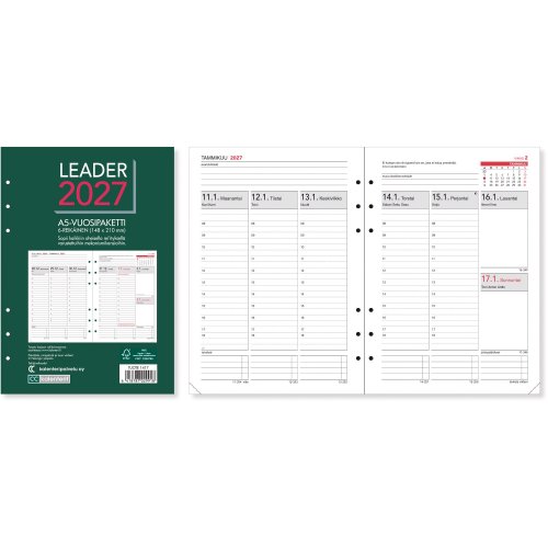Vuosipaketti 2027 Cc 1417 leader a5 6-reikäinen 148 × 210mm, hinta 14,81€