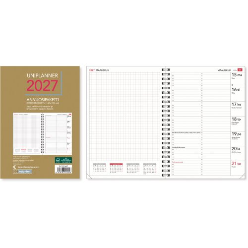 Vuosipaketti 2027 Cc 2497 uniplanner 148 × 210mm, hinta 9,61€