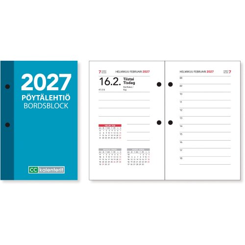 Pöytäkalenteri 2027 Cc 2607 pöytälehtiö 75 x 115mm, hinta 7,20€