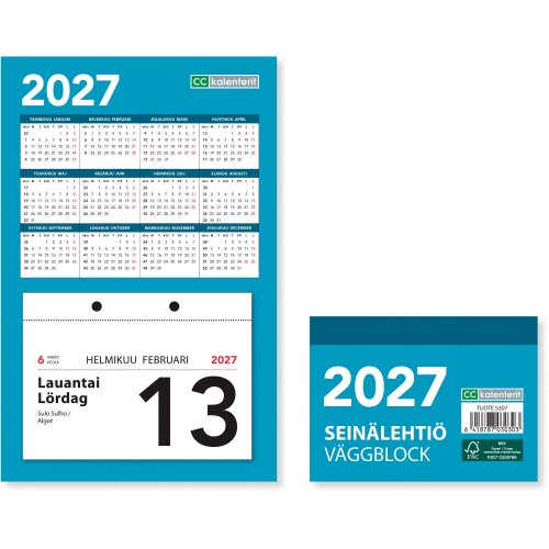 Seinäkalenteri 2027 Cc 5307 seinälehtiö 77 x 116mm, hinta 10,78€