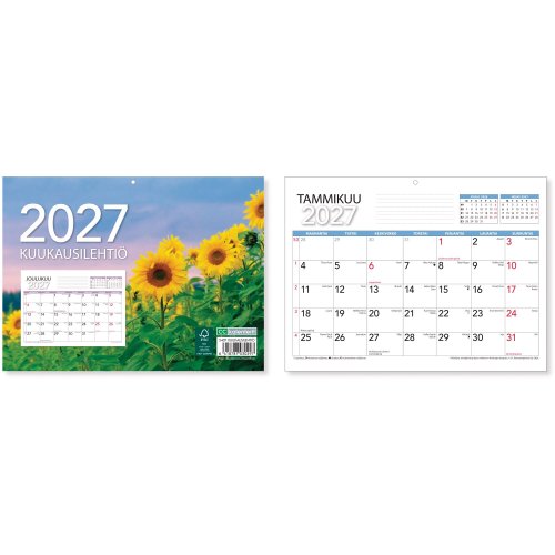 Seinäkalenteri 2027 Cc 5407 kuukausilehtiö 210 x 156mm, hinta 3,52€