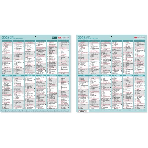Cc 6206 pieni vuosikalenteri 2026 200 x 220mm, hinta 0,96€
