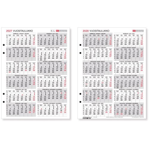 Mappikalenteri 2027 Cc 6307 vuositaulukko-2028 224 x 297mm, hinta 3,92€