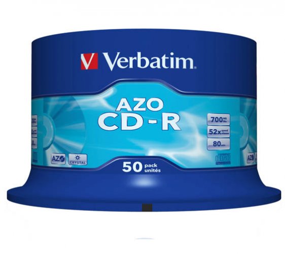 Cd-r-levy Verbatim AZO Crystal 700 MB 52x /50, hinta 0,37€