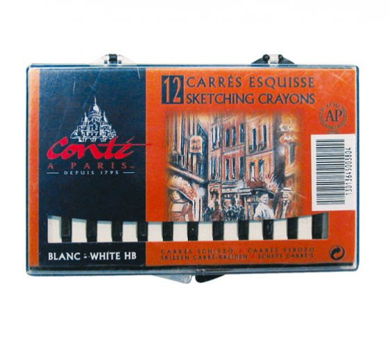 Kuivapastelliliitu Conté Carrés valkoinen HB 2465 /12, hinta 15,91€