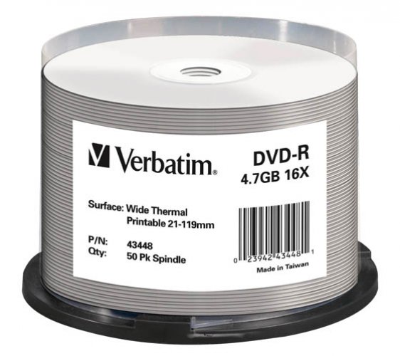 Dvd-r levy Verbatim 4,7GB 16x, lämpötulostettava, hinta 0,52€