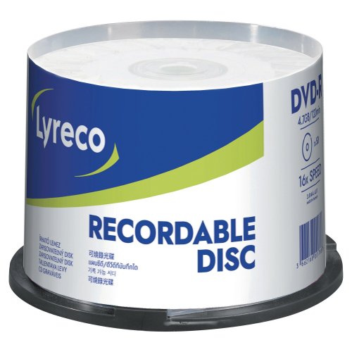 Dvd-r Lyreco 4.7gb 1-16x spindle 50kpl, hinta 21,41€