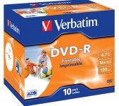 Dvd-r Verbatim Wide Inkjet Printable 4,7 GB 16x jewelcase