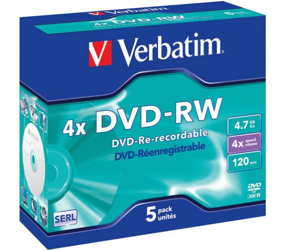 Dvd-rw-levy Verbatim Matt Silver 4,7 GB 4x jewelcase, hinta 1,80€