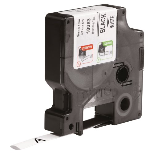 Dymo 18053 kutistesukkatarra 9 mm musta/valkoinen, hinta 56,98€
