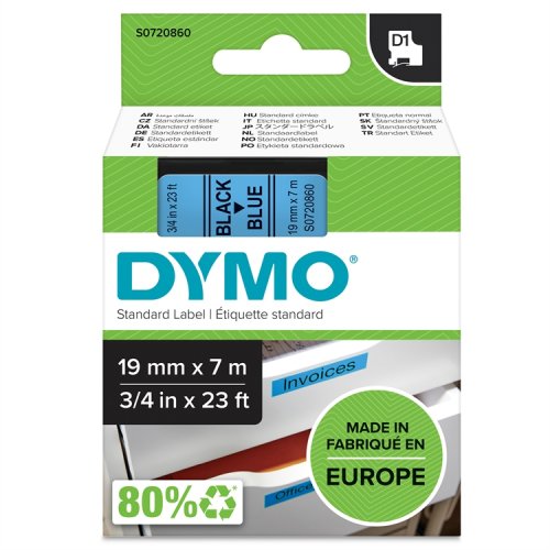 Dymo D1 Teippi 19 mm sininen/musta, hinta 29,10€