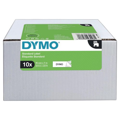 Dymo D1 Teippi 19mm x 7m musta/valkoinen 10kpl, hinta 240,11€