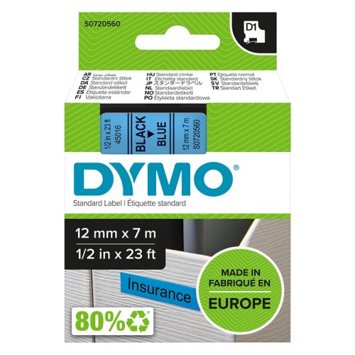 Dymo D1 Teippi 45016 12 mm sininen/musta, hinta 21,36€