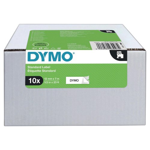 Dymo D1 Teippi 12mm x 7m musta/valkoinen 10kpl, hinta 167,22€