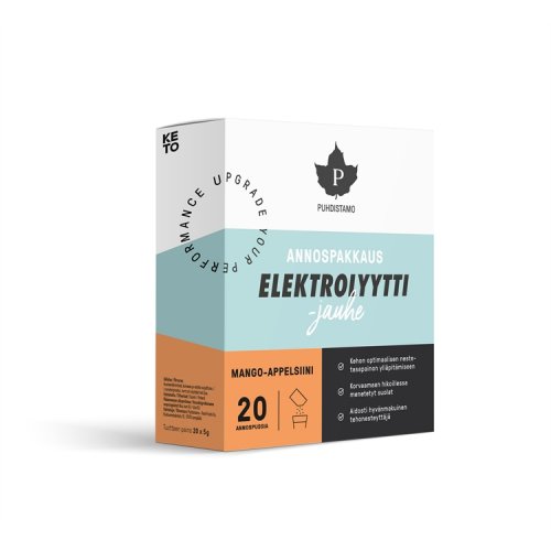 Elektrolyyttijauhe , Puhdistamo Mango-Appelsiini 20x5g, hinta 16,78€