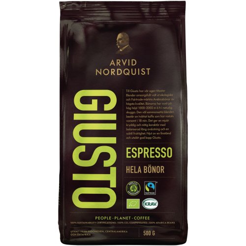 Espresso Kahvipavut Arvid nordquist giusto tumma paahto 500g, hinta 13,69€