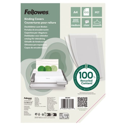 fellowes 5384701 kansilehti a4 100kpl, hinta 39,38€