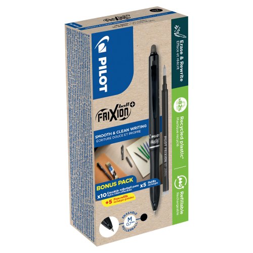 Geelikynä Pilot frixion plus poispyyhittävä musta 10kpl, hinta 63,38€