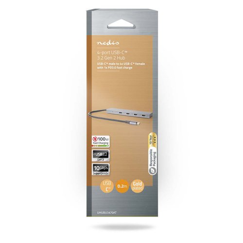Hub Nedis USB-C to 4 x USB-C 3.2 Gen 2, hinta 58,37€