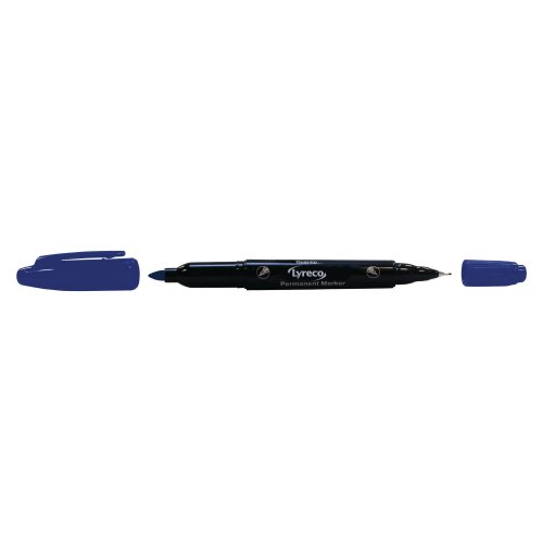 Kaksikärkinen Lyreco huopakynä 0,3/1-2 mm, permanent, sininen, hinta 0,92€