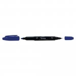 Kaksikärkinen Lyreco huopakynä 0,3/1-2 mm, permanent, sininen