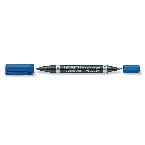 Huopakynä Kaksikärkinen Staedtler duo 348 pyöreä 0,6/1,5mm permanent sininen, hinta 2,09€