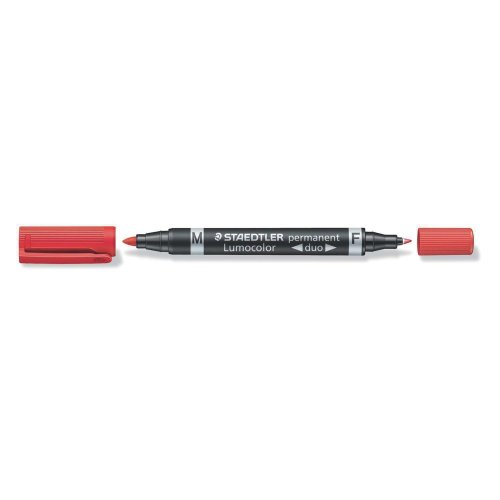 Huopakynä Kaksikärkinen Staedtler lumocolor 348-2 duo pyöreä 0,6/1,5mm punainen, hinta 3,32€